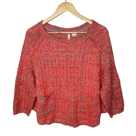 Anthropologie Moth Coral Marled Swing Sweater Large - Picture 6 of 15